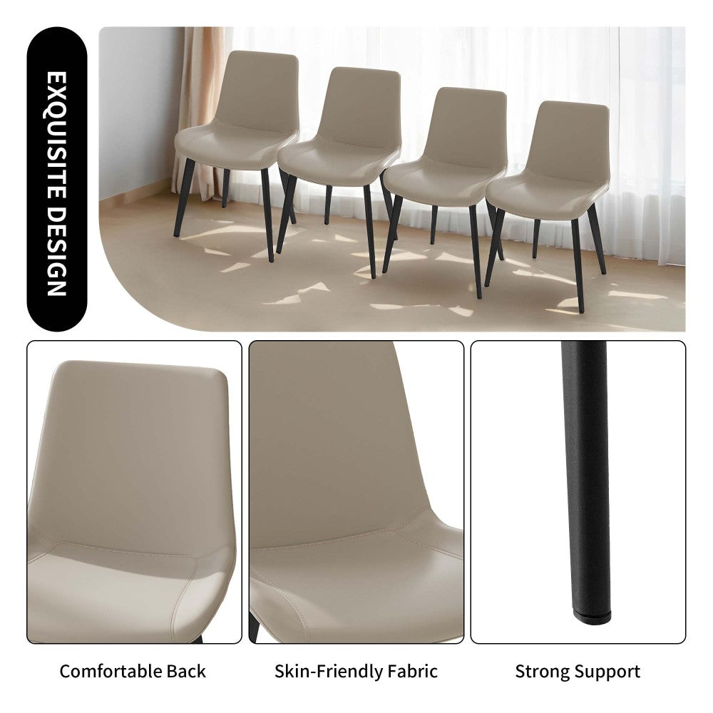 Dining Chairs 2PCS, Modern Kitchen & Dining Room Chairs, Upholstered Faux Leather Cushion Seat and Sturdy Metal Legs
