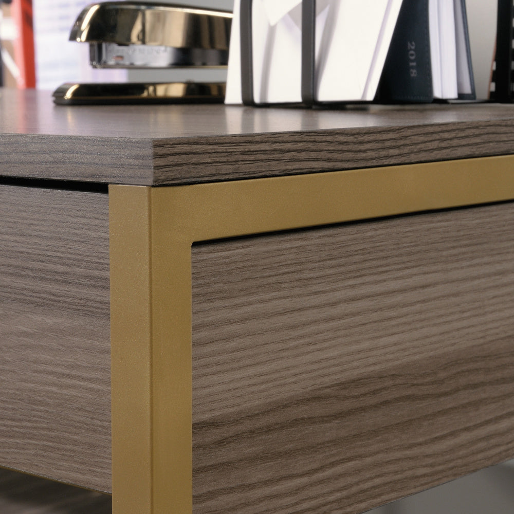Sauder International Lux L-Shaped Desk, Diamond Ash Finish