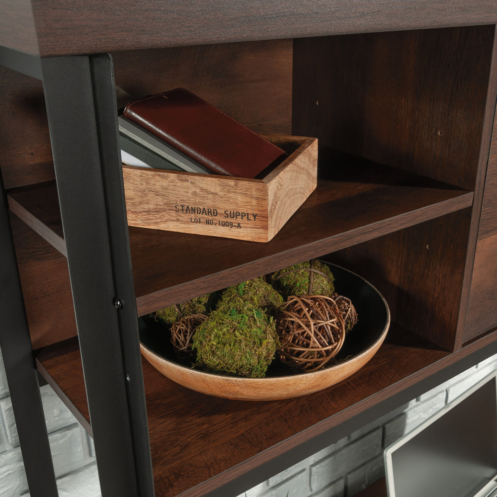 Sauder Briarbrook Engineered Wood and Metal Large Hutch in Barrel Oak