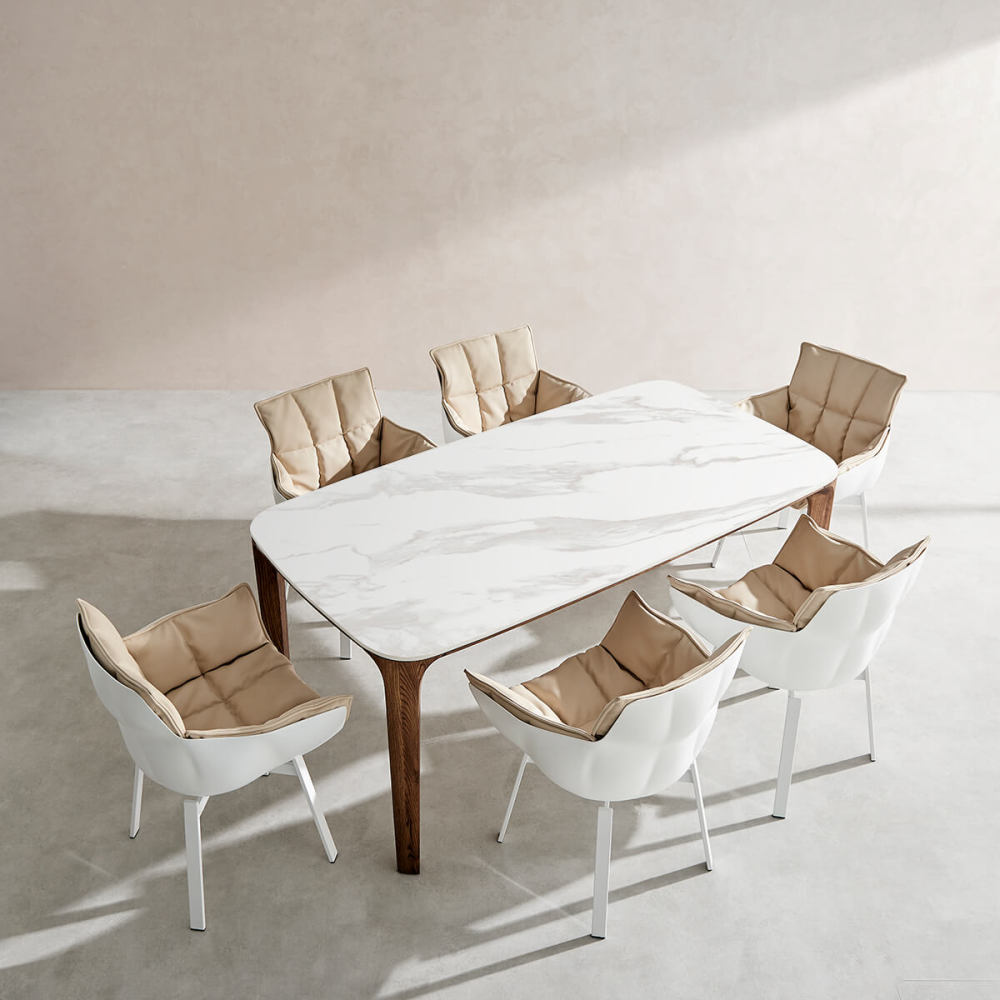 Myko Modern Rectangular Ceramic Dining Table / 5.9ft - Calacatta Ceramic