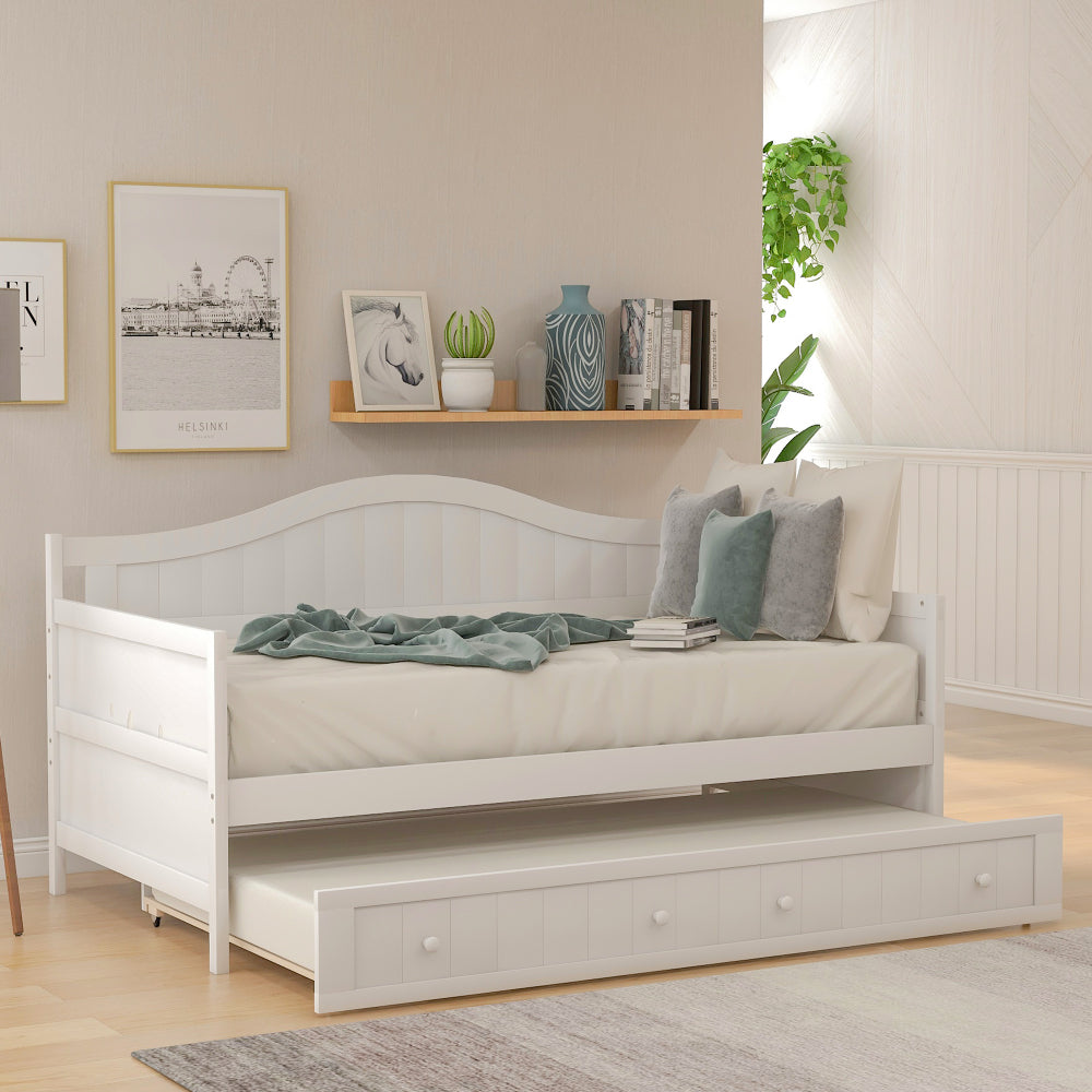 Twin Wooden Daybed with 2 drawers, Sofa Bed for Bedroom Living Room,No Box Spring Needed,White(OLD SKU:WF192860AAK)