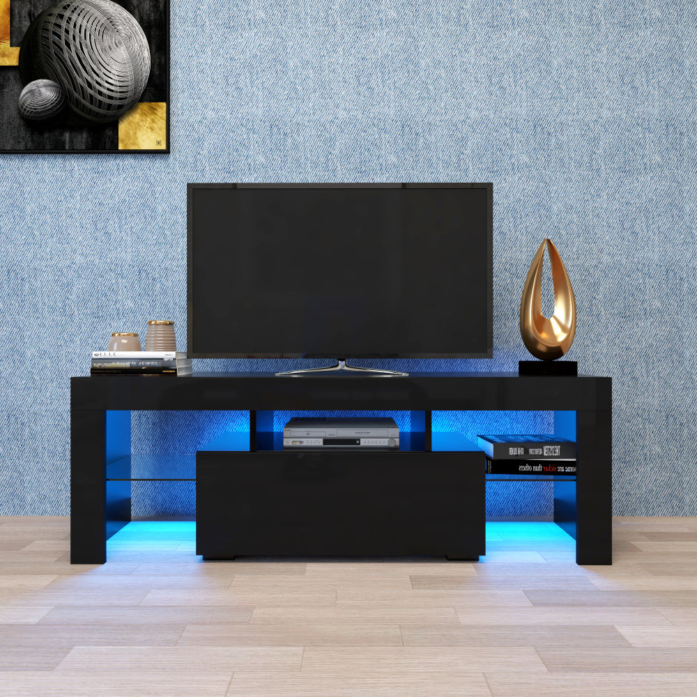 Walnut TV Stand for 70 Inch TV Stands, Media Console Entertainment Center Television Table, 2 Storage Cabinet with Open Shelves for Living Room Bedroom