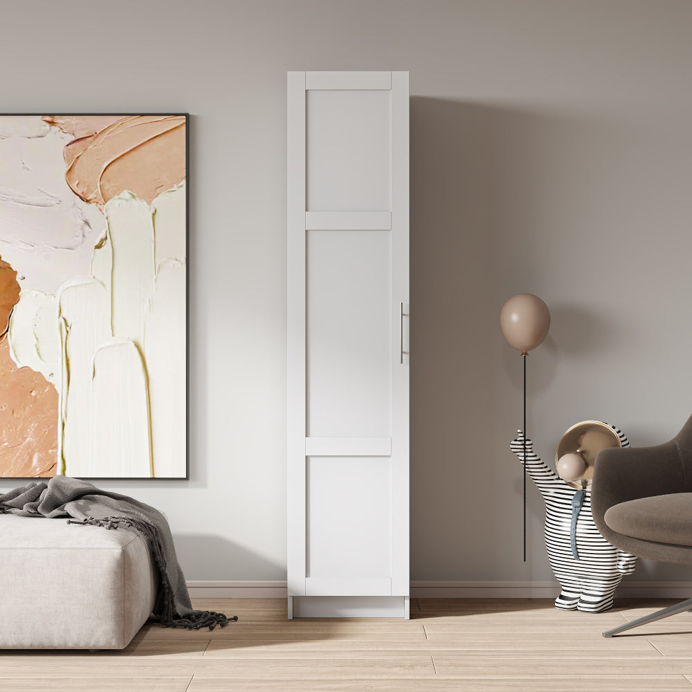 Bathroom Wall Cabinet with Adjustable Shelf, Towel Bar, 5 Hooks, Over The Toilet Storage Cabinet for Bathroom, Kitchen, White