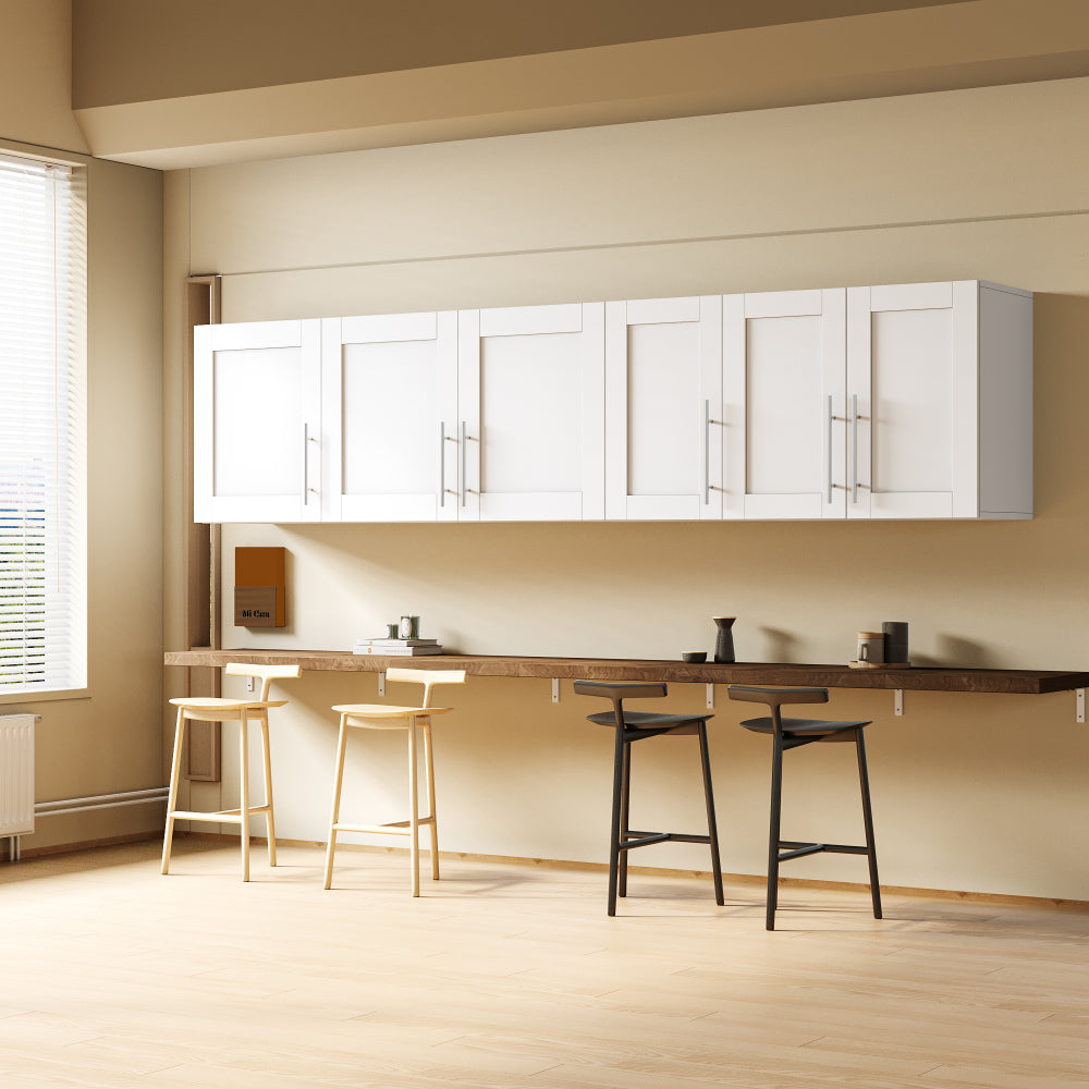 Stackable Wall Mounted Storage Cabinet, 15.75 "D x 35.43" W x 19.69 "H, White