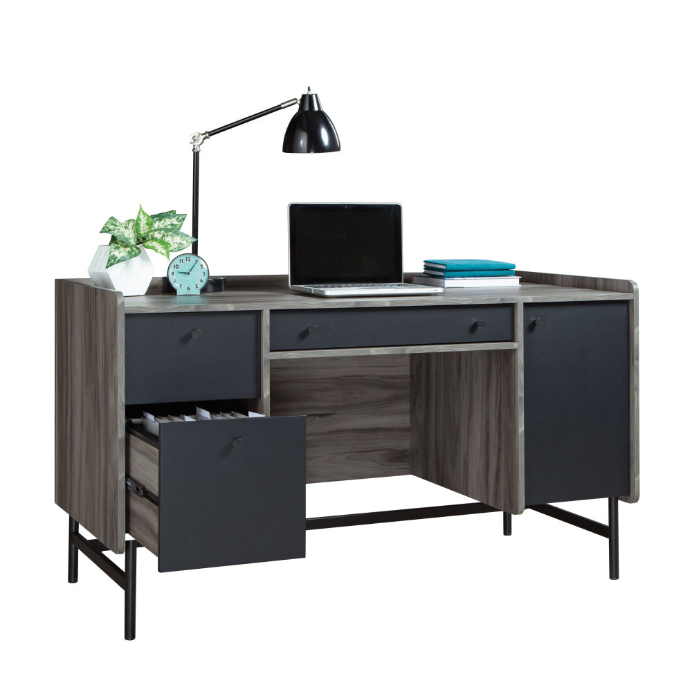 Sauder Harvey Park Double Pedestal Desk, Jet Acacia Finish