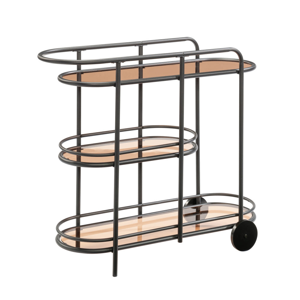 Coral Cape Modern Metal Bar Cart Black