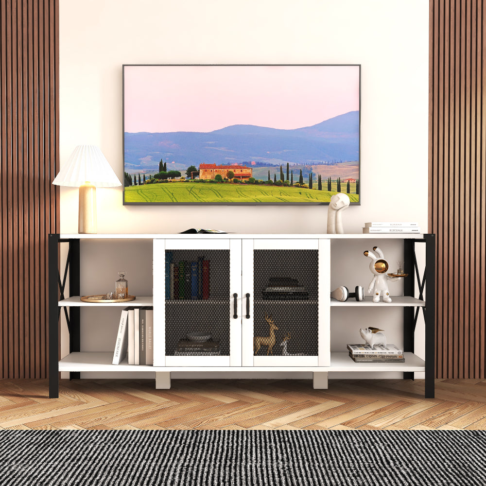 Modern warm white TV cabinet for 80 inch TV Stands, for Living Room Bedroom