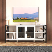 TV Stands for Living Room, Industrial TV Stand for Bedroom Furniture, Farmhouse TV Stand 80 Inch Television Stand , Modern Horizontal Wood and Metal Open Bookshelf