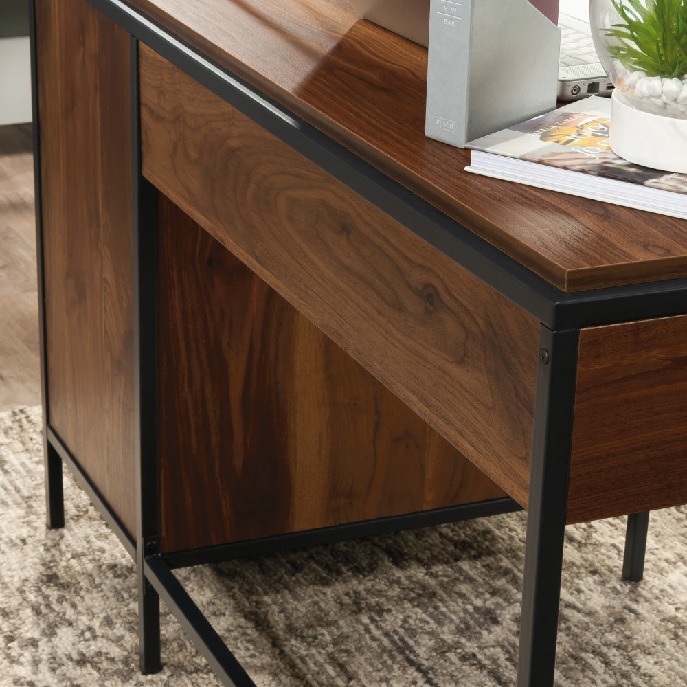 Home Office Desk with Drawers and Open Shelf