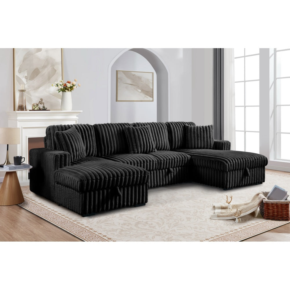 ST2401 pull bed storage chaise setional sofa DARK GREY