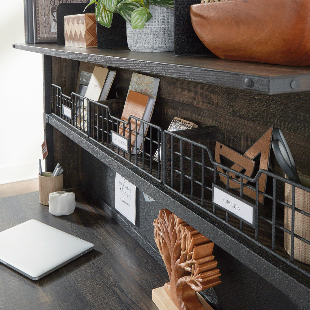 Steel River Industrial Desktop Hutch Carbon Oak