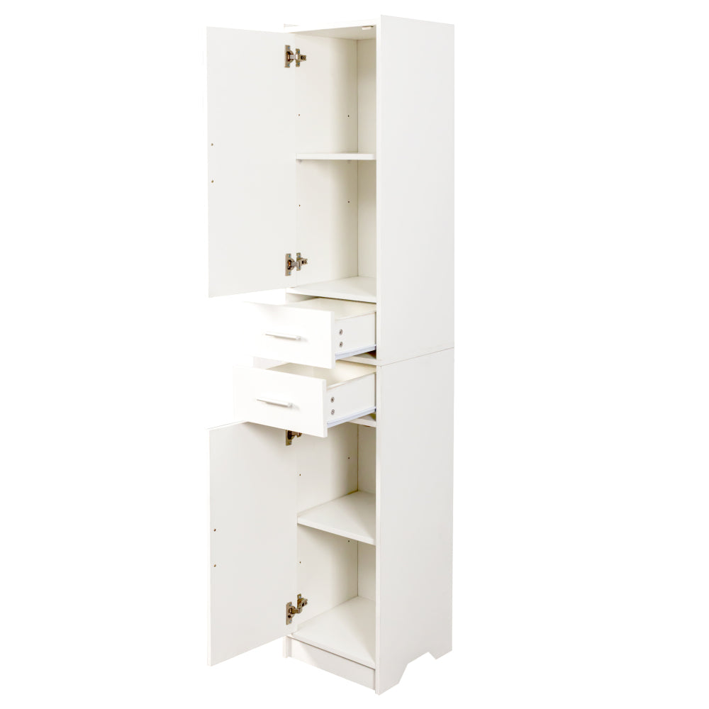 70.87" H Tall Bathroom Storage Cabinet with 2 Doors and 2 Drawer, Narrow Storage Unit, Adjustable Shelves, Floor Cabinet for Bathroom, Living Room, Entryway, Kitchen, White