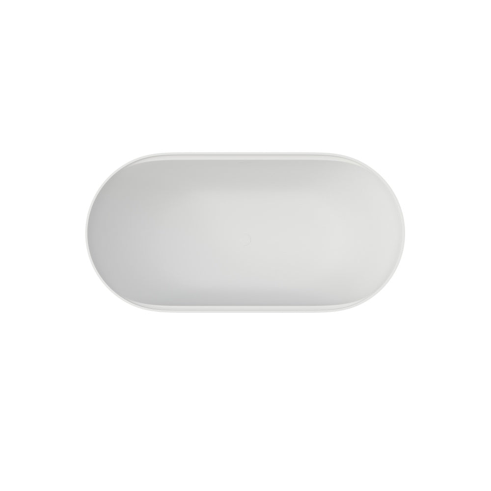 59" Premium Solid Surface Deep Soaking Bathtub With Acrylic Shelf