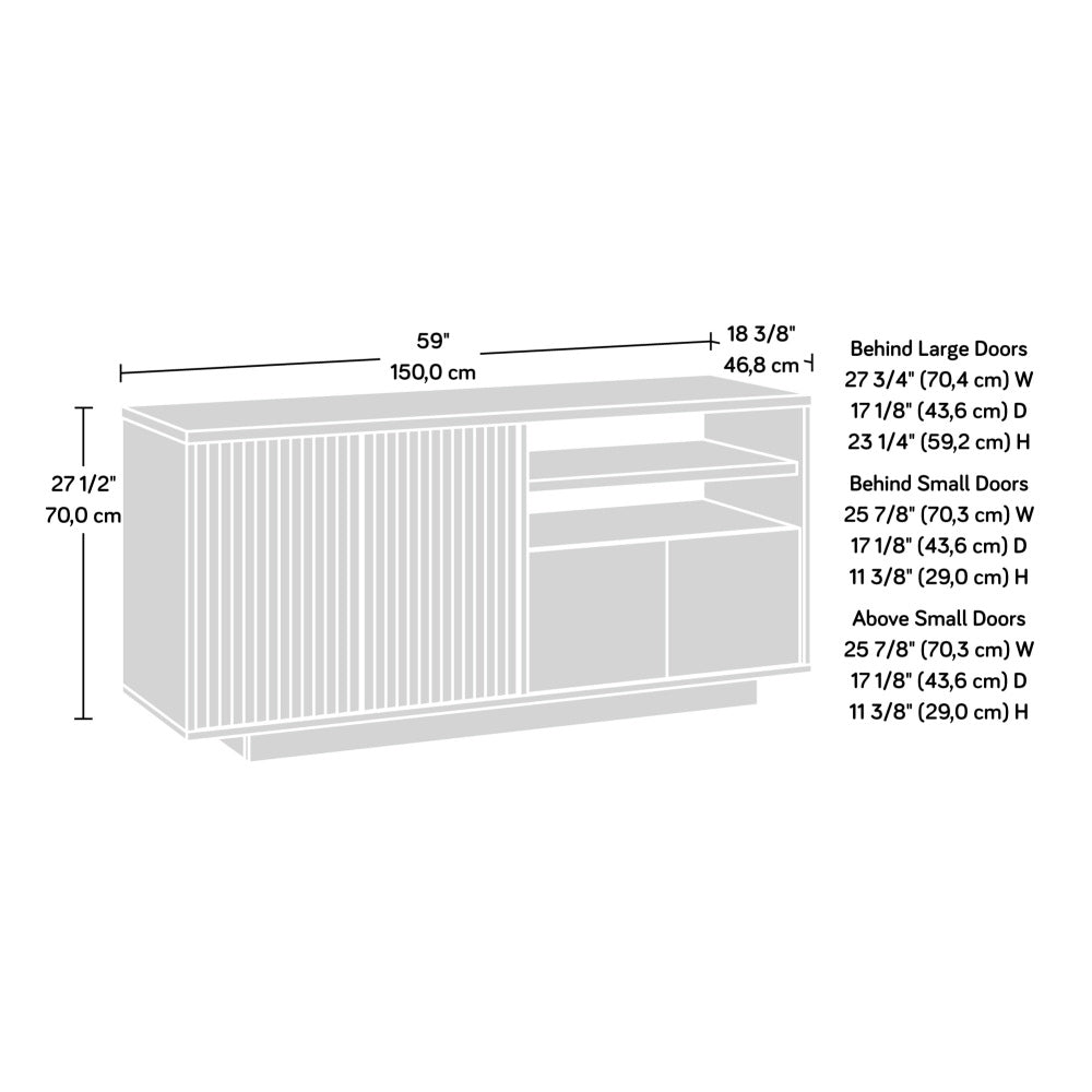 Sauder East Rock Engineered Wood Credenza in Ashen Oak Finish