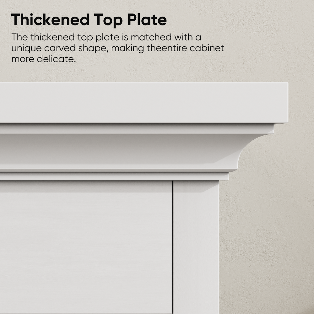 White two door rattan storage cabinet with adjustable partition, medieval modern independent buffet cabinet, multifunctional decorative cabinet suitable for living room, kitchen, bathroom, corridor