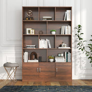 70.87" Tall Bookshelf with 10 Cubes and 3 Doors, 4-Tier Bookshelf, Open Shelf Bookcase with Cabinet, Modern Cube Storage Organizer for Living Room, and Office