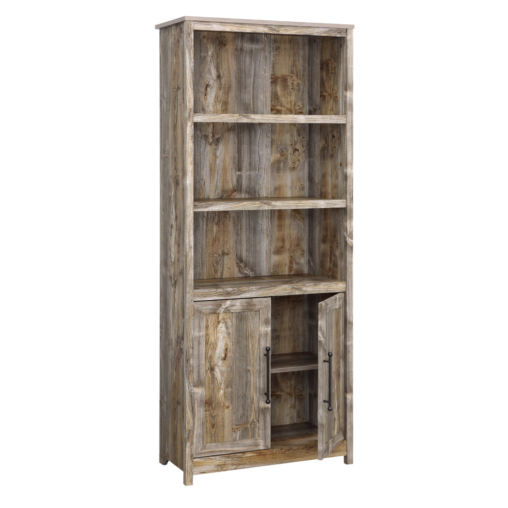 Sauder Granite Trace Book Shelf, Bookshelf with Storage, Library Bookcase with Doors and Adjustable Shelves, in Rustic Cedar Finish