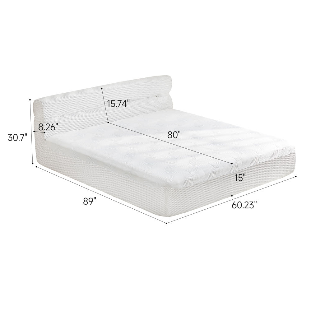 All in One Queen Mattress & Bed Frame 15 Inch Queen Size Mattresses  in a Box with Cool Fabric  Pressure Relief, Motion Isolation  No Assembly Required for Living Room Apartment Bedroom Dormitory