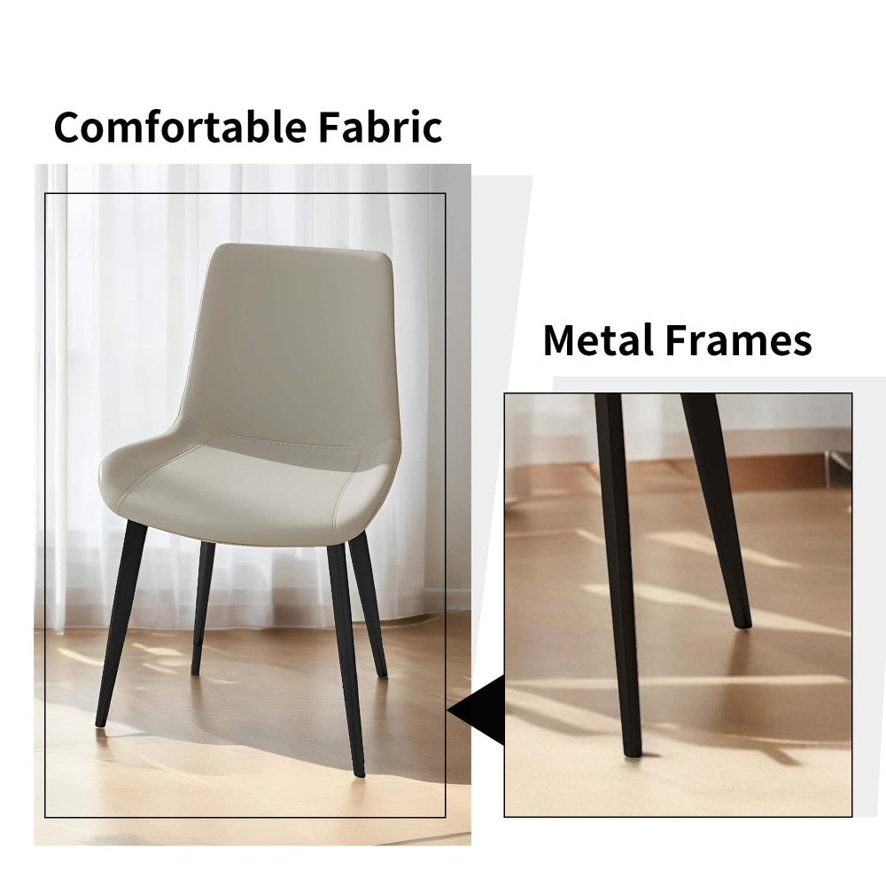 Dining Chairs 2PCS, Modern Kitchen & Dining Room Chairs, Upholstered Faux Leather Cushion Seat and Sturdy Metal Legs