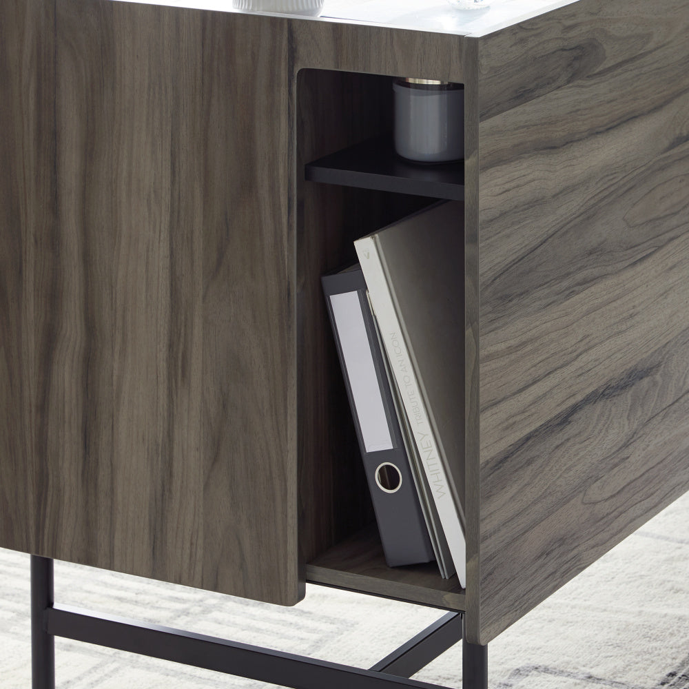 Sauder Harvey Park Double Pedestal Desk, Jet Acacia Finish