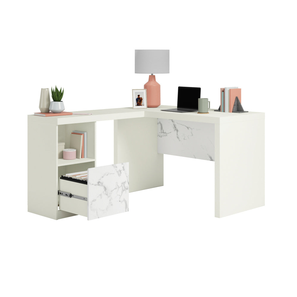 L-Shaped Desk, White finish