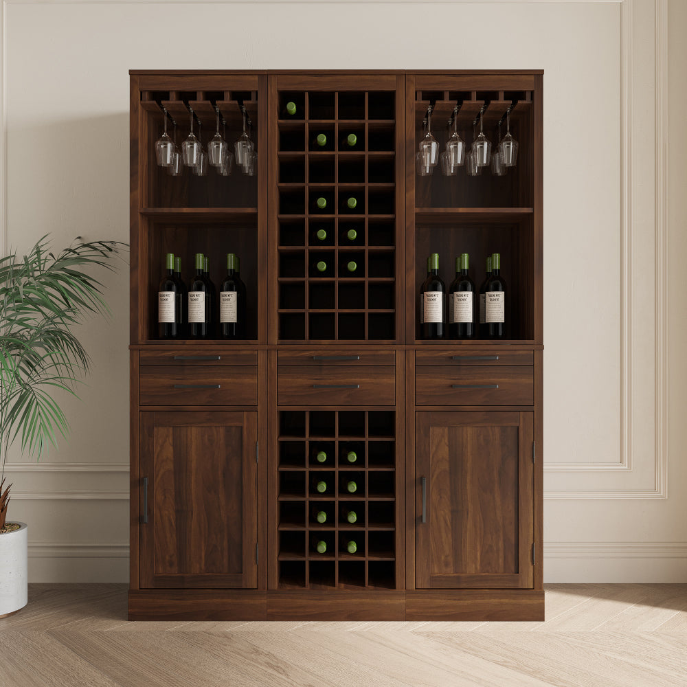 brown walnut color modular 24 wine bar cabinet Buffet Cabinet