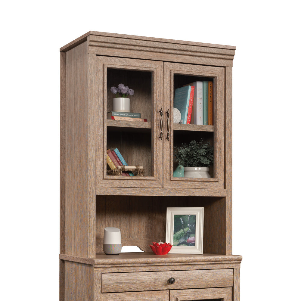 Sauder Rollingwood Engineered Wood Library Hutch in Brushed Oak Finish