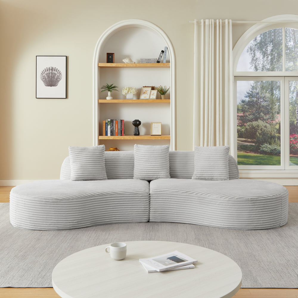 Contemporary Corduroy Compressed Upholstered Curved Sectional Sofa with Scatter Cushions-No assembly required,Upholstered Oversized Couches for Living Room,Apartment