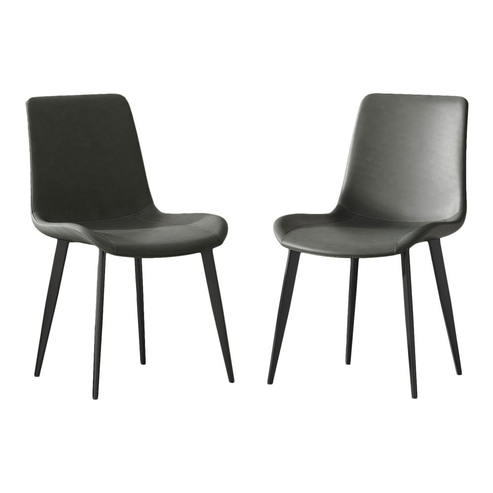 Dining Chairs 2PCS, Modern Kitchen & Dining Room Chairs, Upholstered Faux Leather Cushion Seat and Sturdy Metal Legs