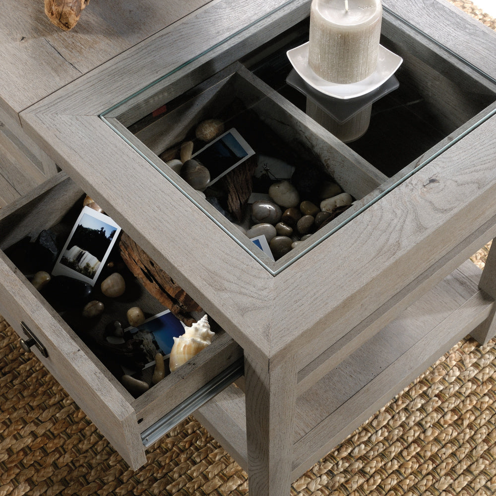 Sauder Cottage Road Lift-top Coffee Table, L: 42.56" x W: 19.02" x H: 18.98", Mystic Oak Finish