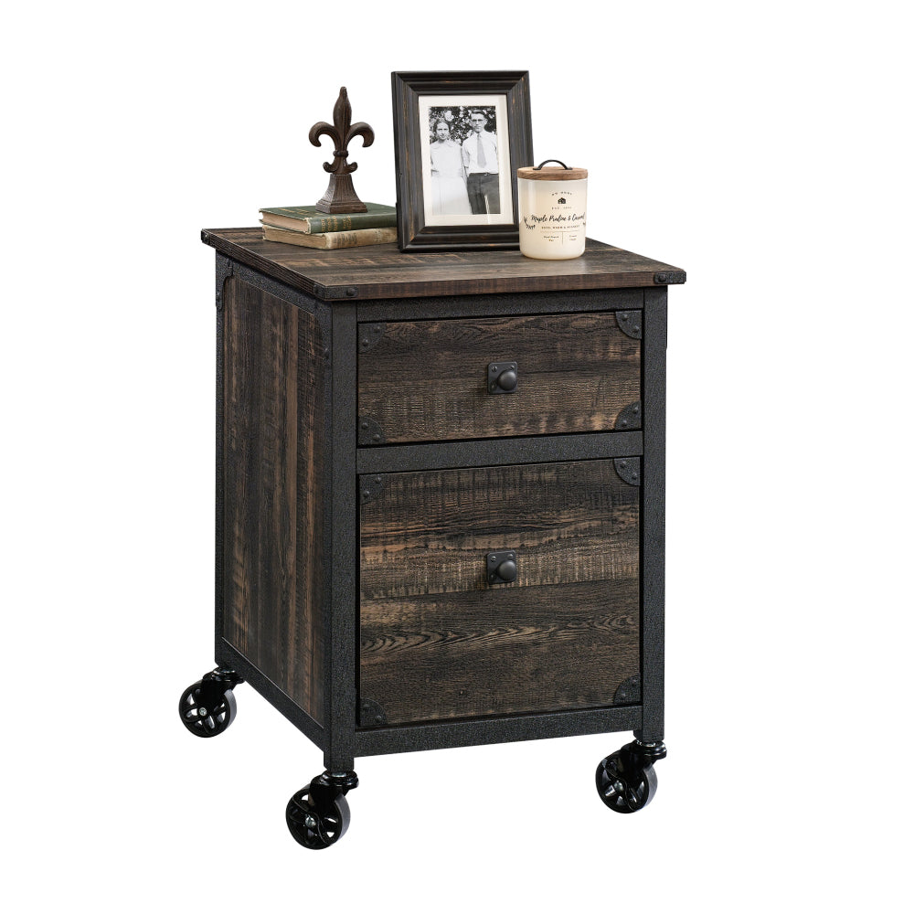 Sauder Steel River File Pedestal, L: 20.87" x W: 23.86" x H: 26.58", Carbon Oak Finish