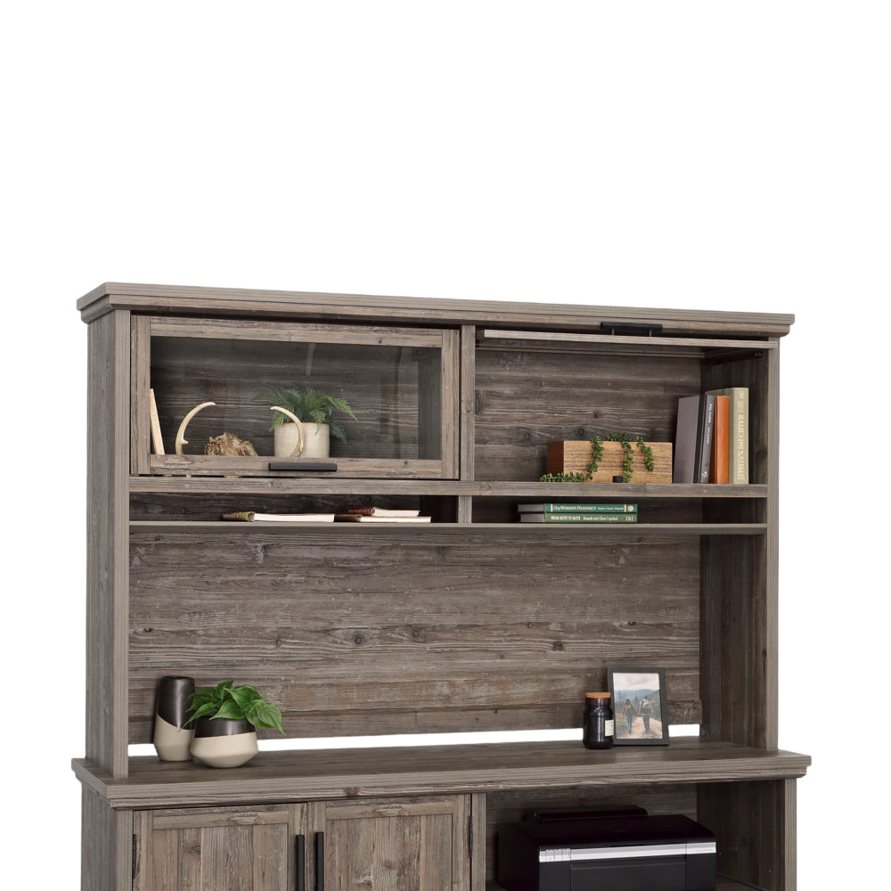 Sauder Aspen Post Hutch in, Pebble Pine Finish