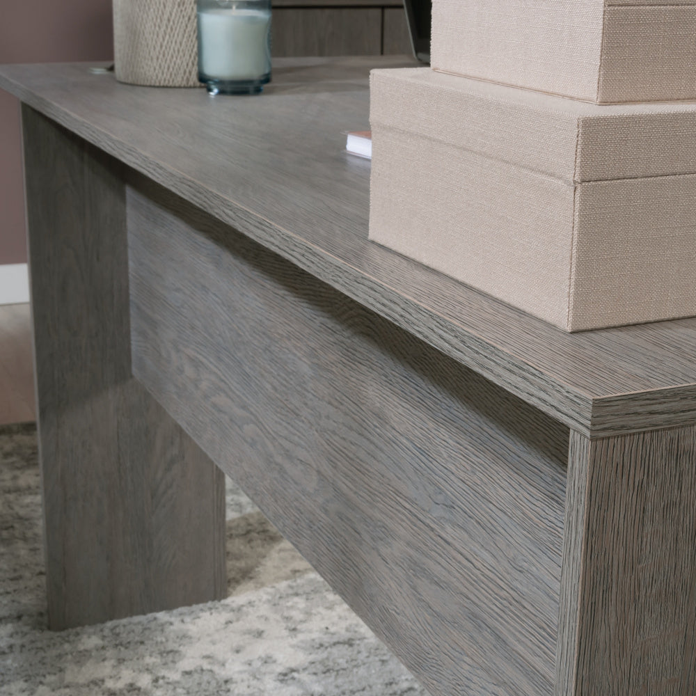 Sauder Hayes Garden Engineered Wood L-Desk in Ashen Oak Finish