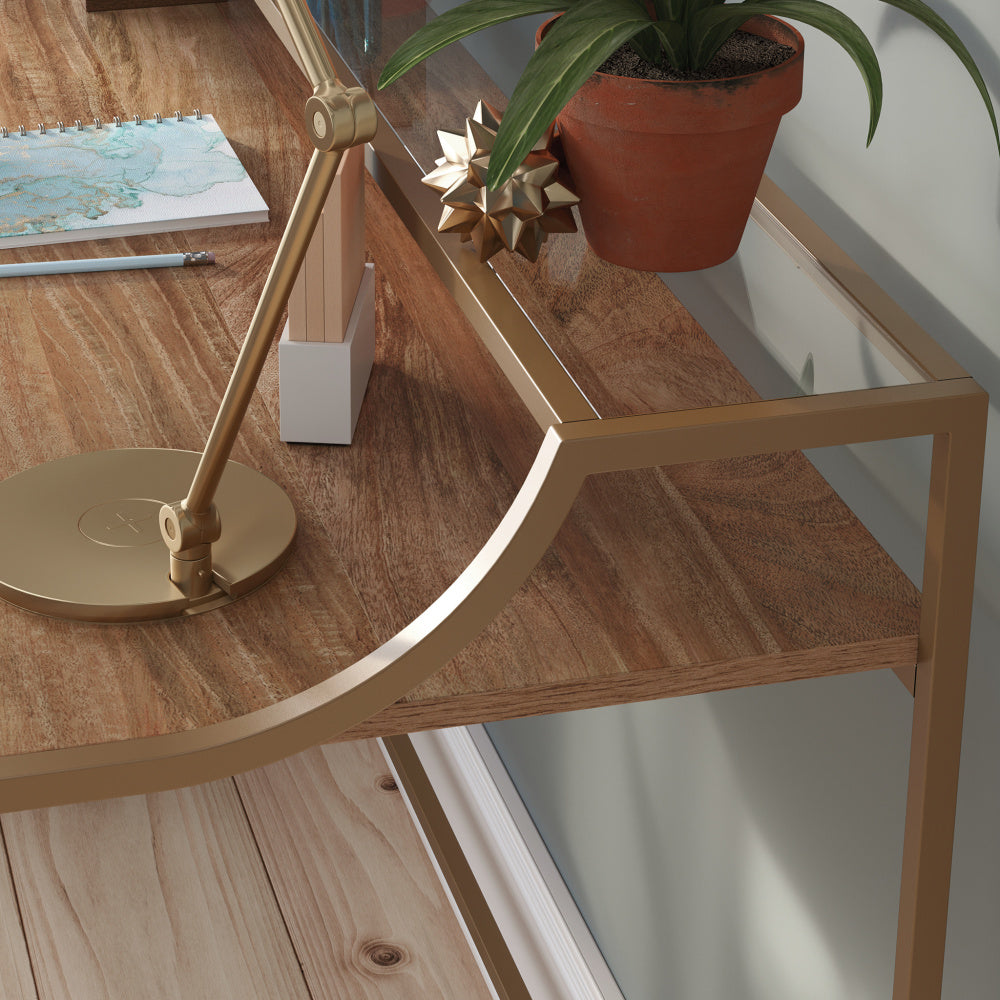 Sauder International Lux Writing Desk, Sindoori Mango Finish