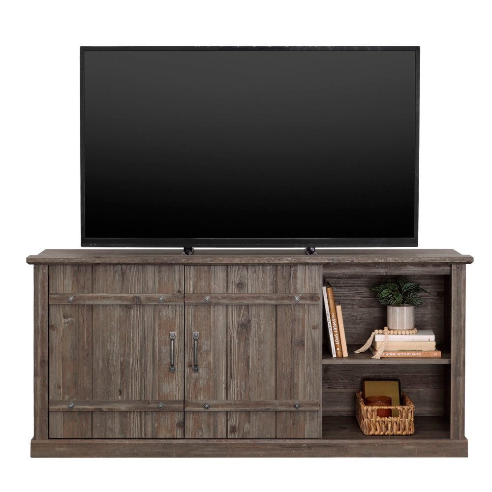 Sauder Select Sliding Door TV Credenza Pebble Pine