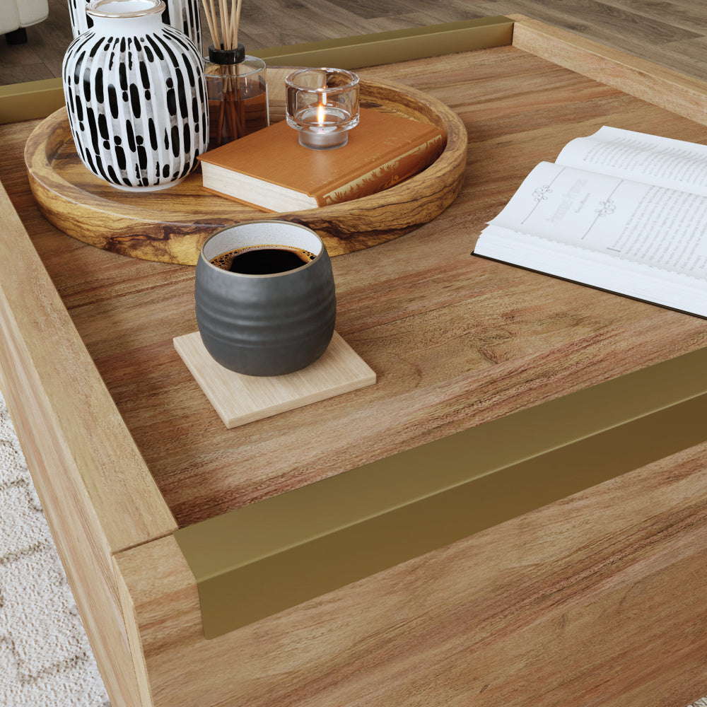 Sauder Manhattan Gate Coffee Table with Storage, Modern Coffee Table, Square Design - Sindoori Mango Finish
