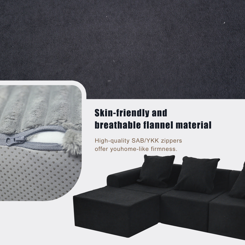 Convertible Modular Sectional Sofa Set Popular Microfiber Fabric Compression Sofa