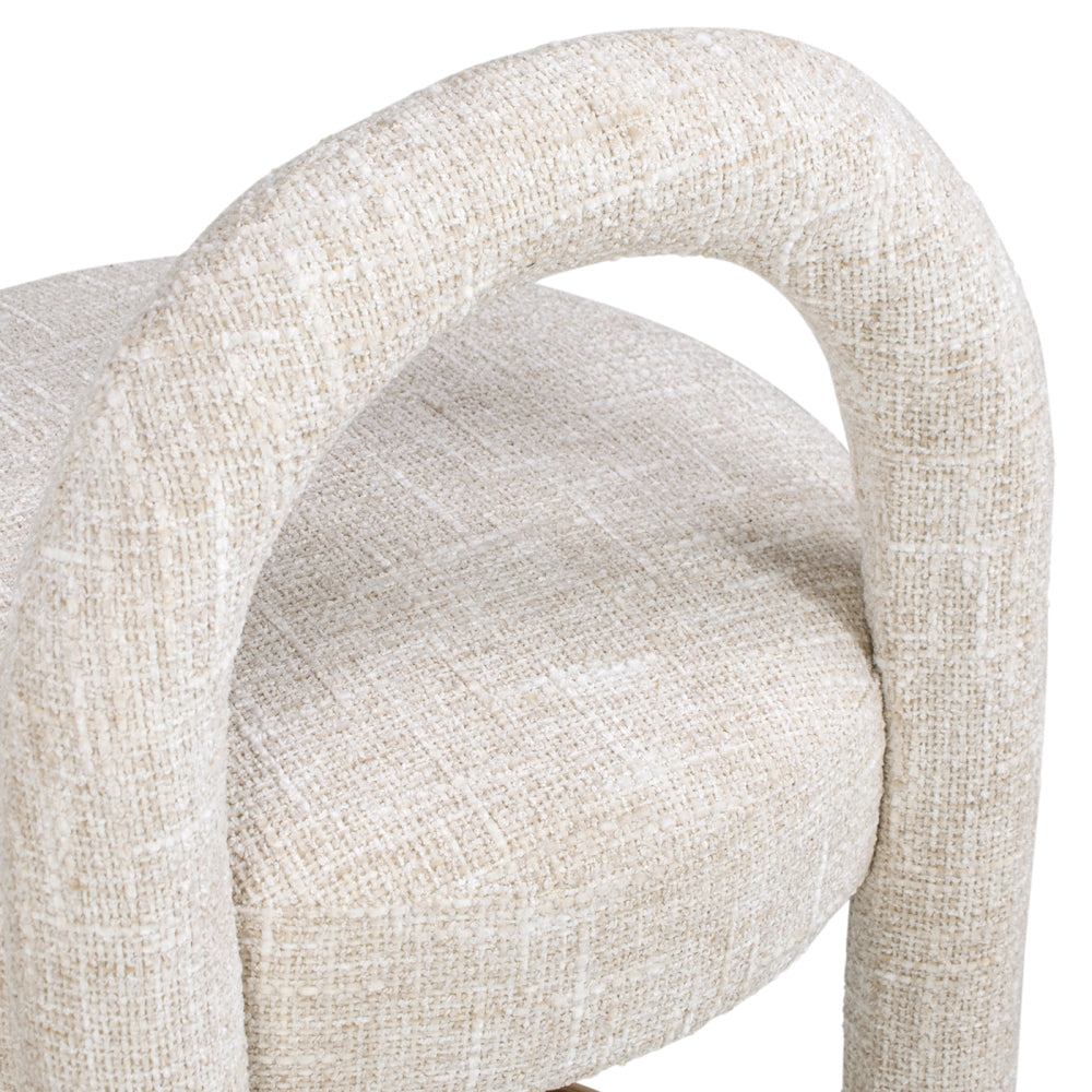 Penny 26.5" Round Arched Upholstered Counter Stool, Set of 2, Travertine Beige Chenille