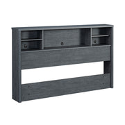 Full/Queen Bookcase Headboard, Denim+Brown finish