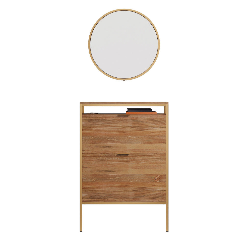 Sauder International Lux Wall-Mount Entryway Shoe Cabinet with Mirror/Pantry cabinets, Sindoori Mango Finish