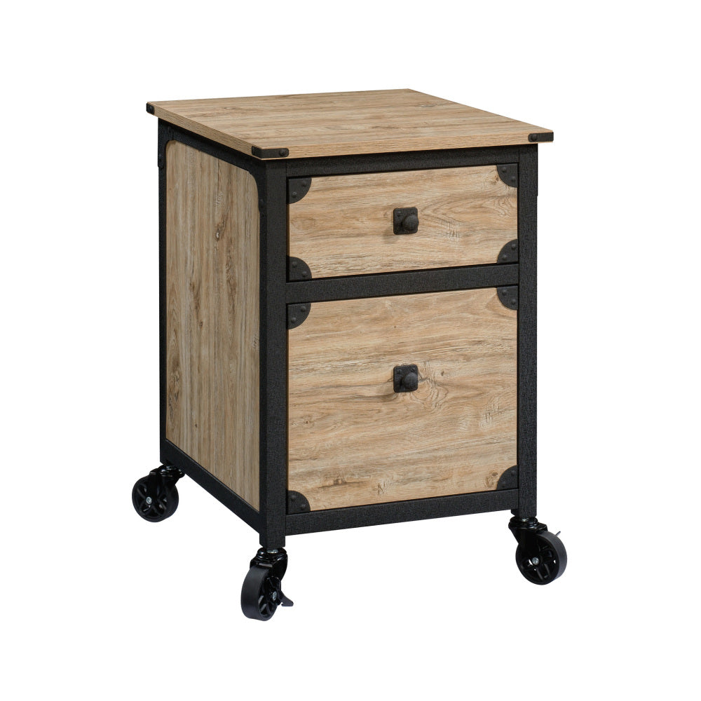 Steel River Pedestal File Cabinet, Metal Accent File Cabinet, Casters for Mobility, Industrial Style - Milled Mesquite Finish