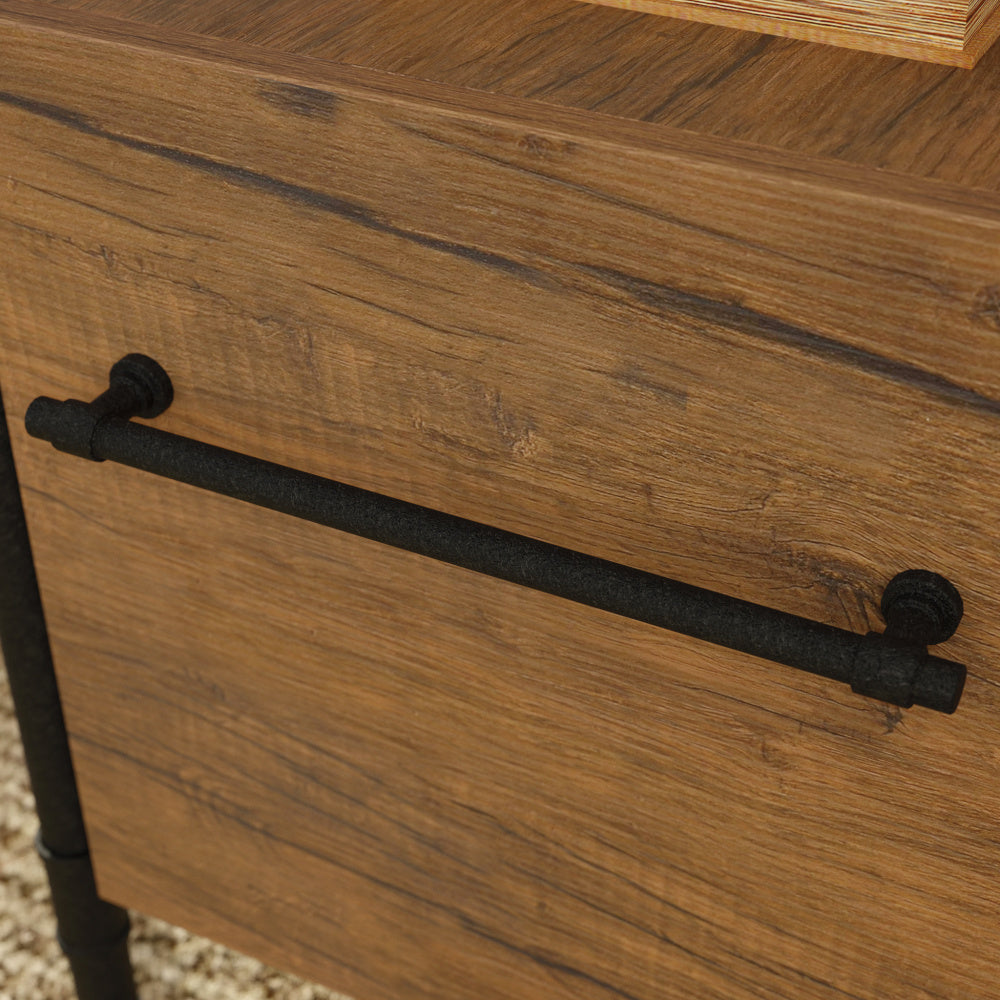 Sauder Iron City L Desk, Checked Oak Finish
