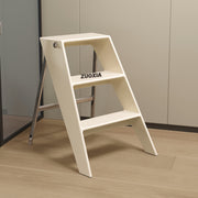 Home folding ladder frame indoor (white)multi-functional thick folding ladder stool simple creative anti-slip plastic edge table ladder frame