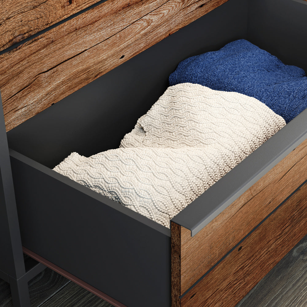 Boulevard Café 6-Drawer Dresser Black with Vintage Oak