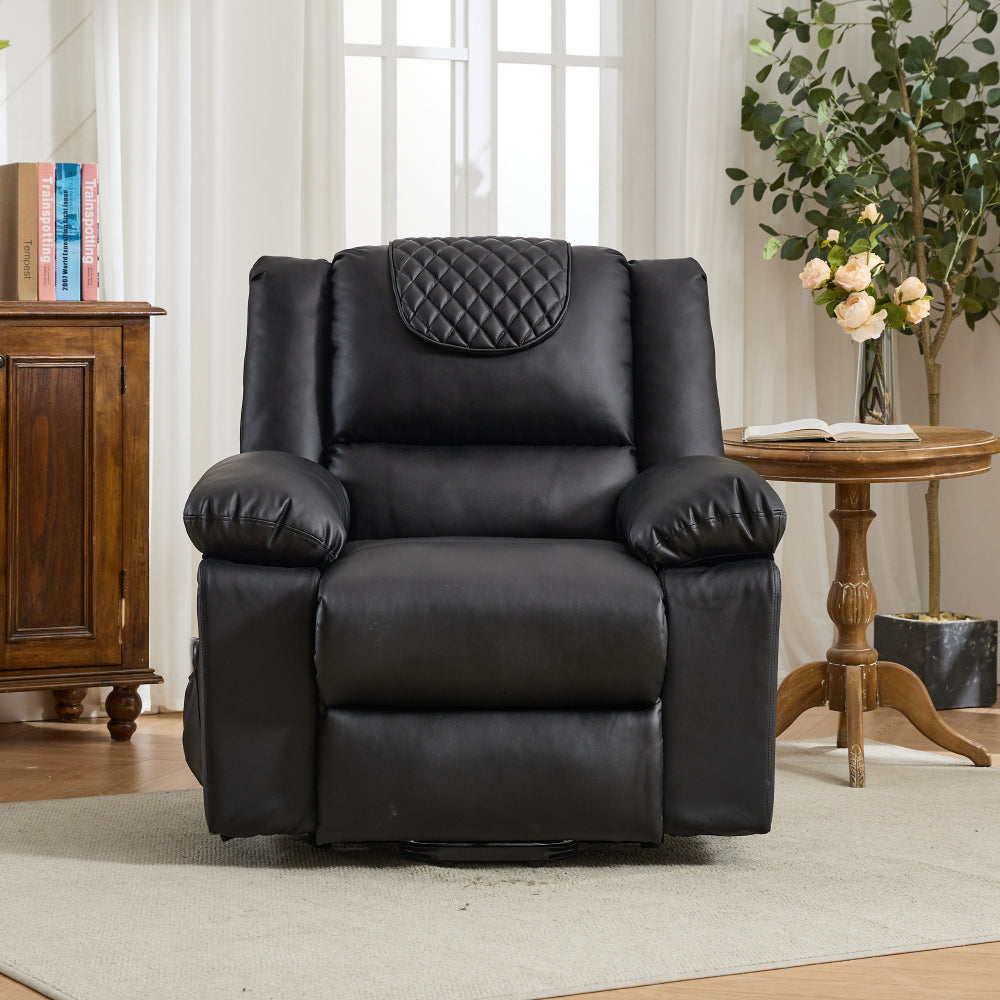 Black PU Remote-Controlled Heating and Massage Assistive Recliner for SeniorsI
