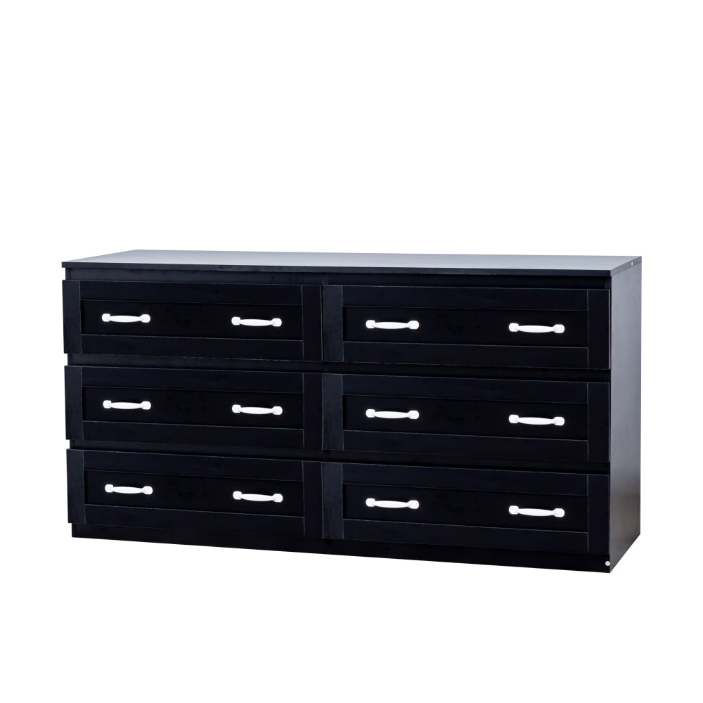Modern black side cabinet with 6 drawers ,  Wood Chest of Drawers with Metal Handle,  Storage Organizer for Living Room , Bedroom or Hallway, Black