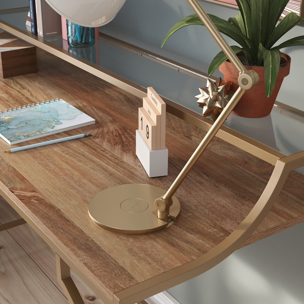 Sauder International Lux Writing Desk, Sindoori Mango Finish