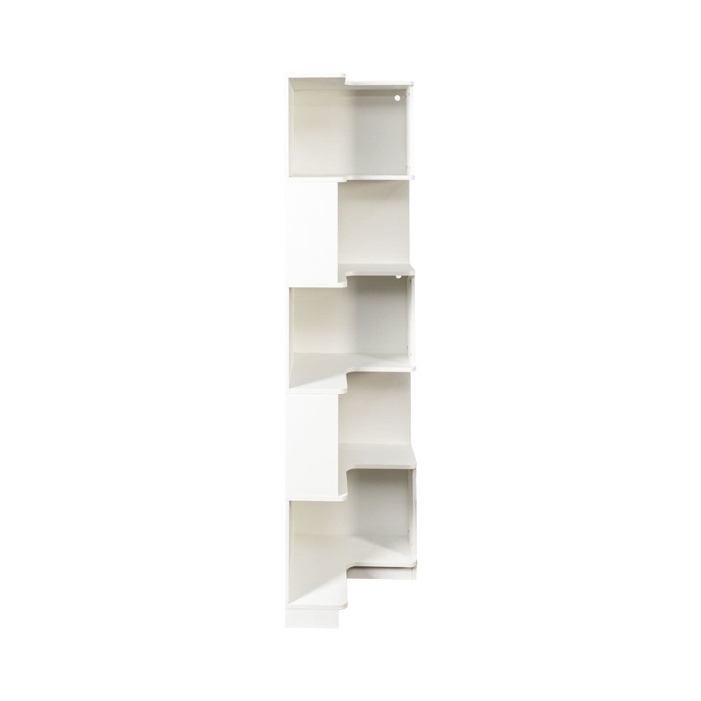 Corner Book Shelf - 5 Tier Corner Bookshelf  Bookcase with Baffle, Freestanding L Shaped Display Shelf Stand with led lights for Home Office, Living Room, Bedroom, Kitchen