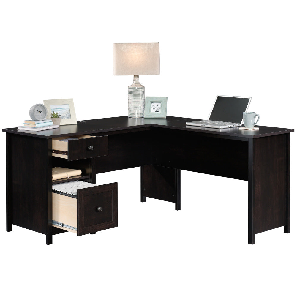 Sauder County Line L-Desk, Estate Black Finish
