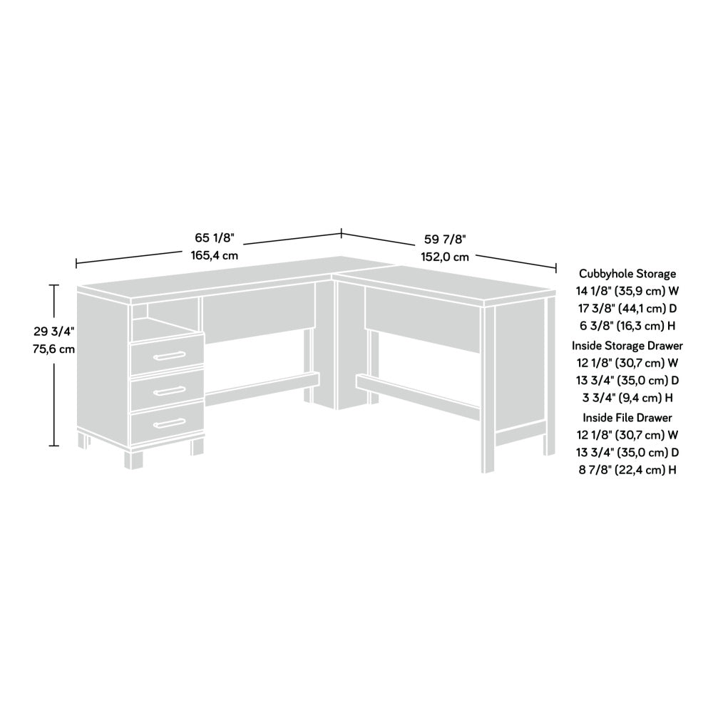 Sauder 434913L-Shaped Desk with Open Shelf in Timber Oak